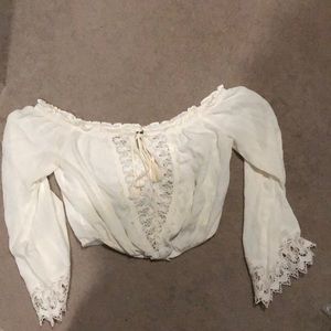 Pretty cream off the shoulder blouse / crop top